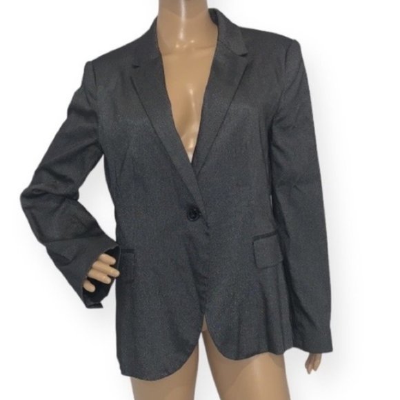 ZARA Black Shiny Notch lapel Single Breasted Blazer size X-LARGE - Picture 1 of 10